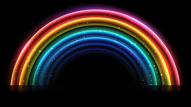 Generativo AI arcobaleno colorato disegnato su sfondo nero