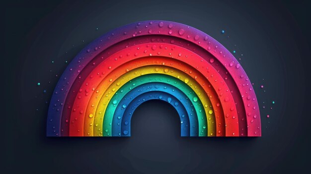 Generativo AI arcobaleno colorato disegnato su sfondo nero