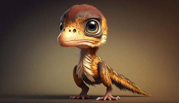 Generativo AI bambino di velociraptor antico dinosauro carnivoro animale estinto Simpatico piccolo animale