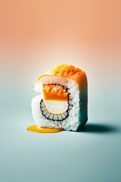 Generativo ai close up sushi maki roll sfondo isolato