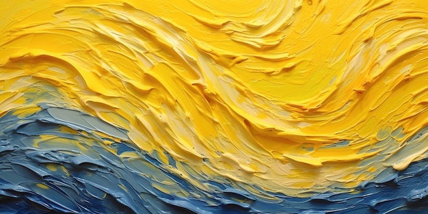 Generativo AI Impasto giallo pittura astratta sfondo di colore testurizzato