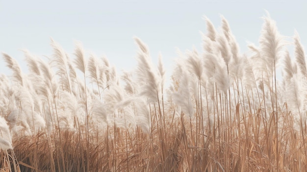 Generativo AI Ramo di erba Pampa con cielo Astratto sfondo boho naturale di piante morbide