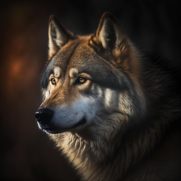 Generativo ai ritratto di lupo selvatico