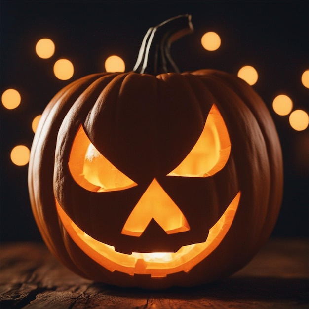 Generato dall'ai la carta da parati con il viso luminoso della zucca di Halloween spettrale