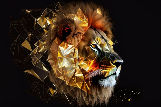 Generato dall'intelligenza artificiale del leone di fuoco di cristallo