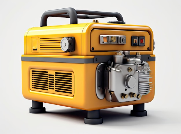 Generatore AC elettrico portatile isolato su bianco Generatore diesel o a benzina per uso domestico e industriale creato con la tecnologia Generative AI