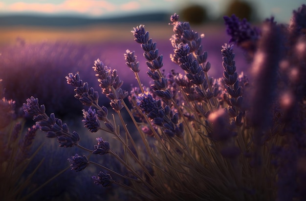 Generazione AI del campo di lavanda viola