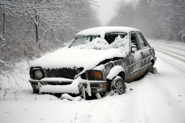 Generazione AI per incidente d'auto innevato