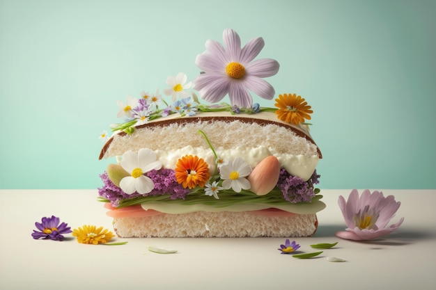 Generazione AI sandwich di fiori primaverili