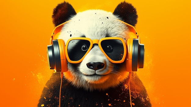 Generazione di IA illustrativa Orso panda giocoso in Glassesquot