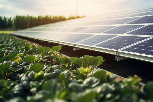 Generazione di pannelli solari con agricoltura verde azienda agricola Tecnologia ambientale Energia pulita