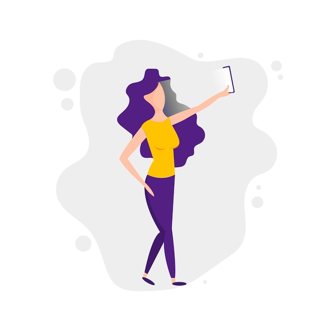 Generazione millenaria Bella ragazza felice che fa foto selfie con Smartphone Ragazza che scatta selfieDonne con smartphone che scattano foto