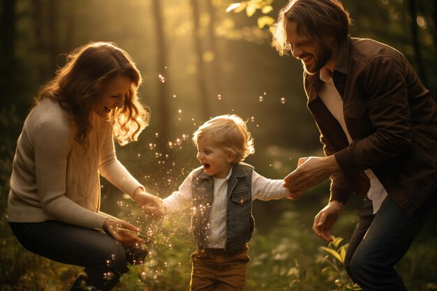 Genitori che giocano con i bambini