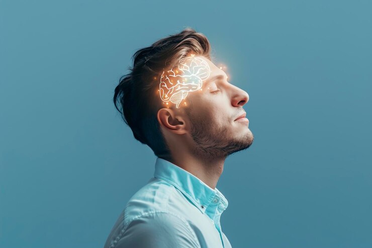 Genius Mindset Profile Male Portrait With Illuminated