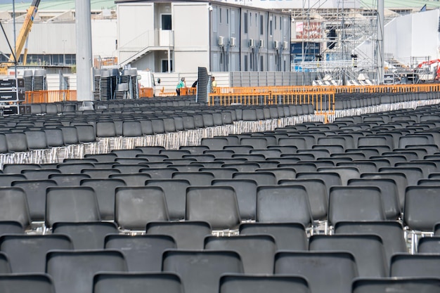 GENOVA, ITALIA - 25 MAGGIO 2017 - Preparazione alla messa di Papa Francesco in Kennedy Place