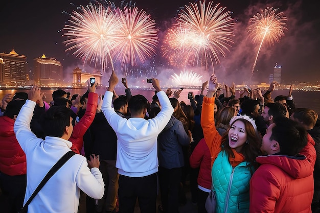 Gente che celebra la vigilia di Capodanno