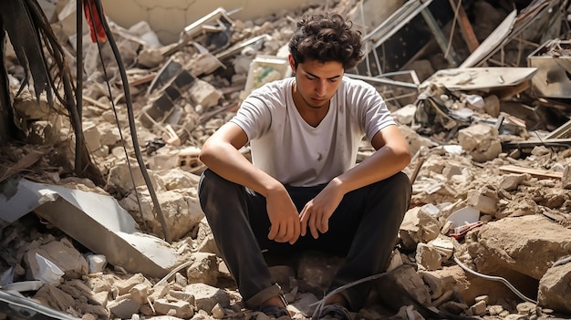 Gente desolata dopo la tragedia di un terremoto