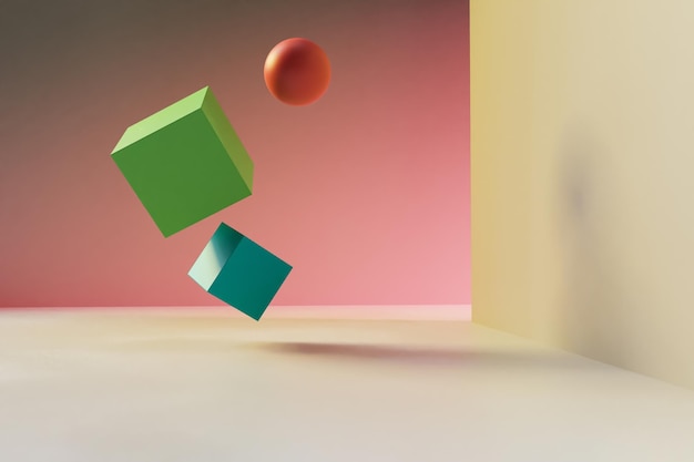 Geometria 3d su sfondo color pastello
