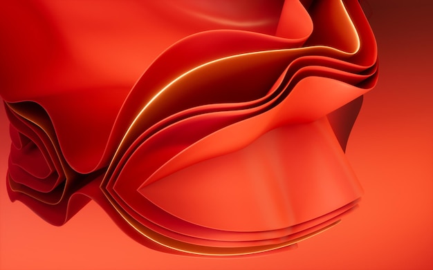 Geometria della curva rossa astratta sullo sfondo rendering 3D disegno digitale