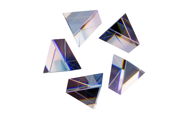 Geometrie di vetro con colori di dispersione rendering 3D disegno digitale