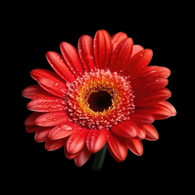 Gerbera fiore isolato su sfondo nero ai generativa