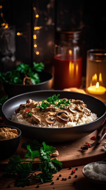 German Beef Stroganoff con salsa generativa ai