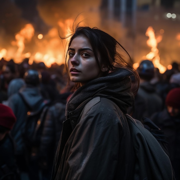 Germania 07 luglio 2017 Manifestanti davanti al fuoco durante il vertice del G20 ad Amburgo