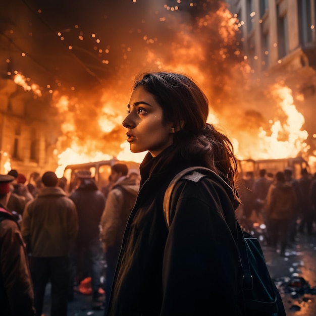 Germania 07 luglio 2017 Manifestanti davanti al fuoco durante il vertice del G20 ad Amburgo