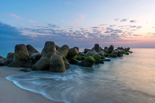 Germania, Frisia settentrionale, Sylt, Hoernum, spiaggia con tetrapodi