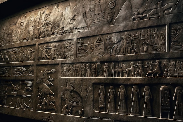 Geroglifici piramidali alieni Astronave UFO su piramidi Alieni ed egiziani illustrazione generativa ai