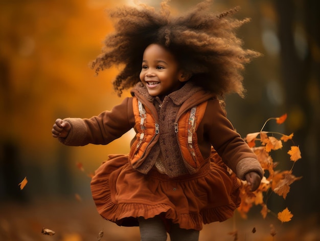 gesti dinamici emotivi bambino africano in autunno