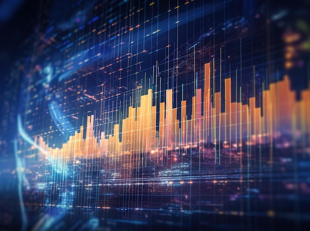 Gestione del denaro sullo scambio di dati del mercato azionario sulla crescita degli investimenti aziendali e sul concetto di trading