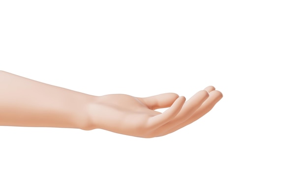 Gesto della mano isolato su sfondo bianco rendering 3D disegno digitale