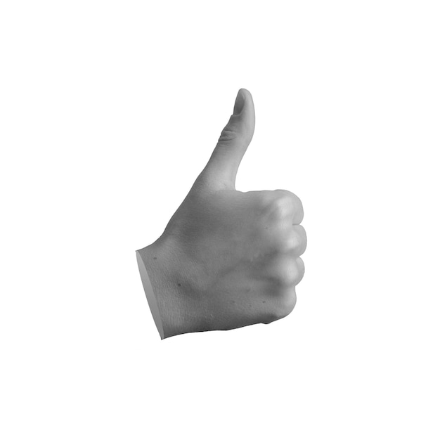 Gesto pollice in su pollice in alto segno di mano che mostra OK approvazione sì OK isolato su sfondo bianco