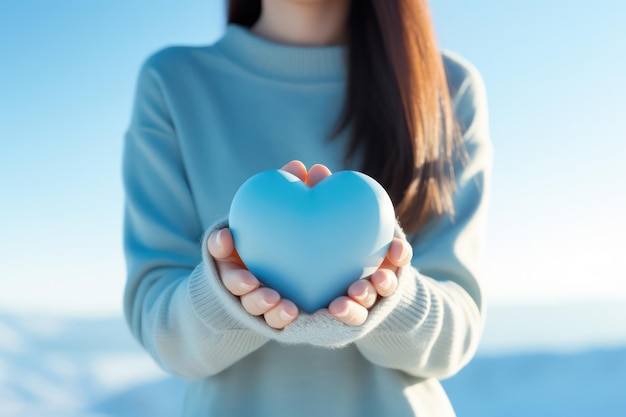 Gesto tenero Donna tiene in mano la forma di un cuore