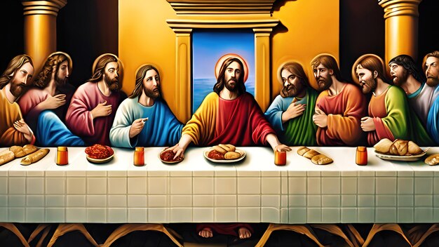 Gesù celebra la Pasqua è un dipinto di Gesù al tavolo