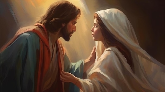 Gesù con la donna che ha toccato il suo mantello