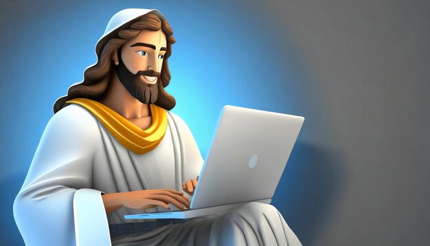Gesù Cristo con il portatile.