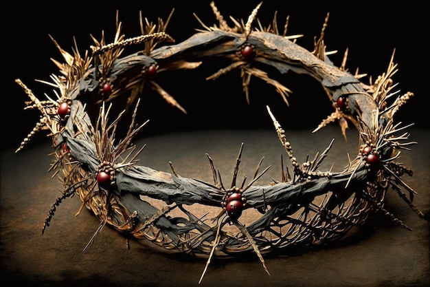 Gesù Cristo con la corona di spine Crocifissione di Pasqua o concetto di risurrezione Egli è risorto Pasqua religiosa e venerdì santo Salvatore dell'umanità