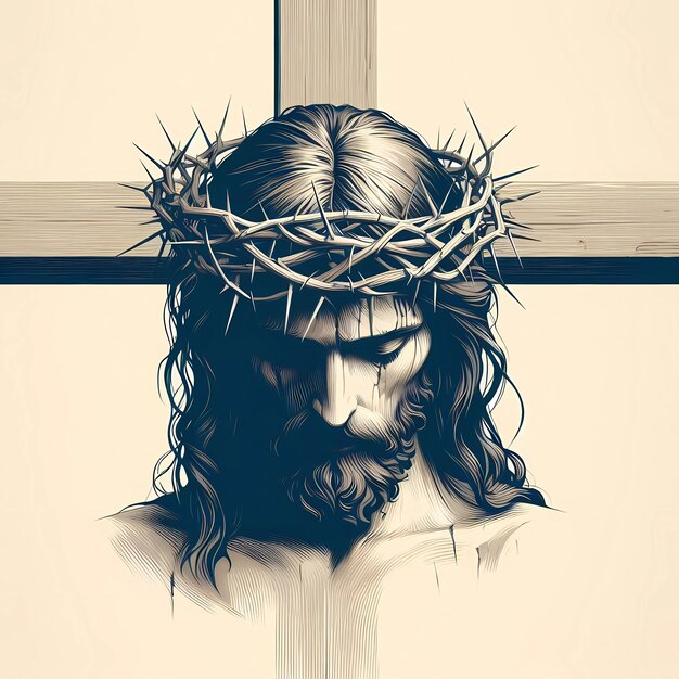 Gesù Cristo con la corona di spine per la Pasqua della Settimana Santa
