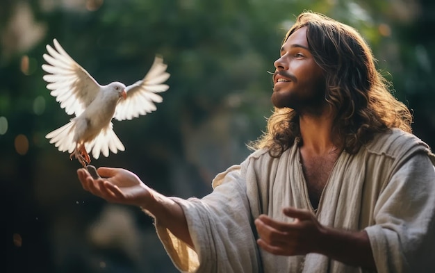 Gesù Cristo con una colomba Gesù battezzato concetto Generativa AI