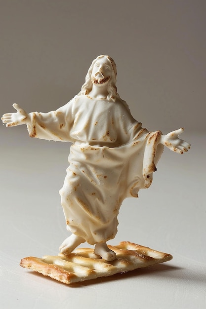 Gesù Cristo in piedi su un singolo cracker salato