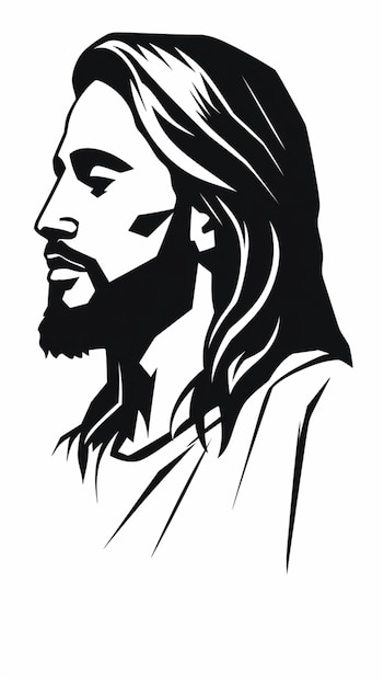 Gesù Cristo stile nero monocromatico disegno illustrazione immagine arte generata dall'AI