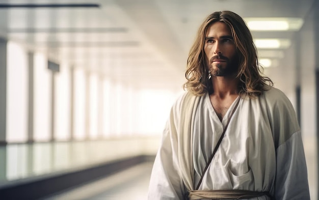 Gesù nell'ospedale concetto di aiuto cristiano IA generativa