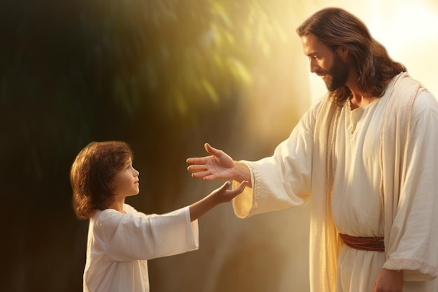 Gesù sta parlando con un ragazzino Gesù e i bambini Generazione AI