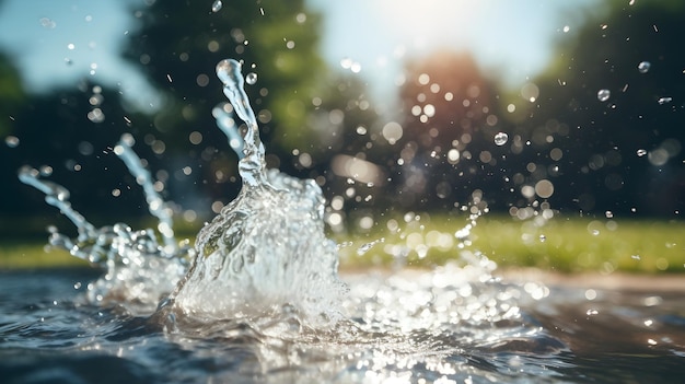 Getti d'acqua che creano una zona di spruzzi rinfrescante per i pomeriggi estivi giocosi