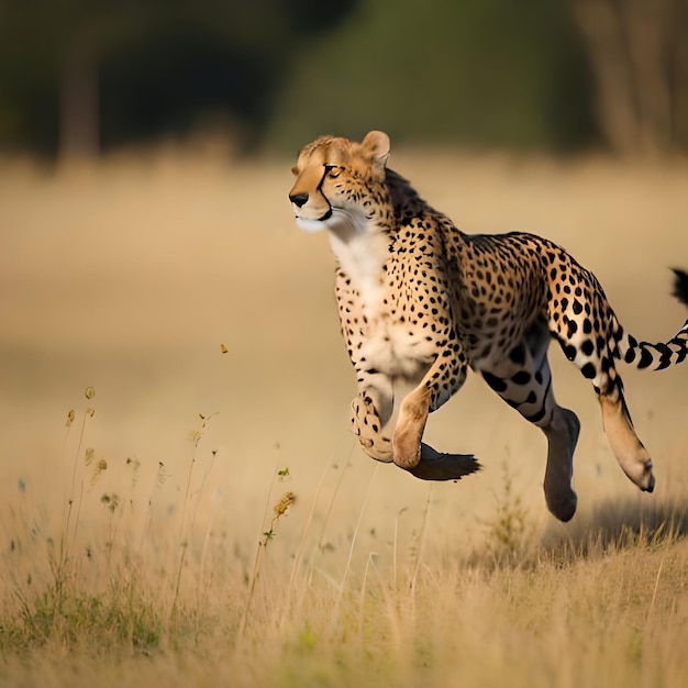 Ghepardo che corre attraverso la savana