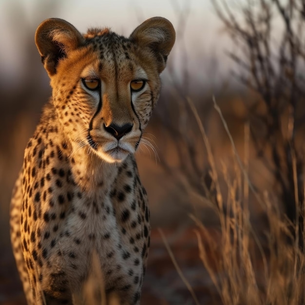 Ghepardo nell'habitat naturale AI generativo