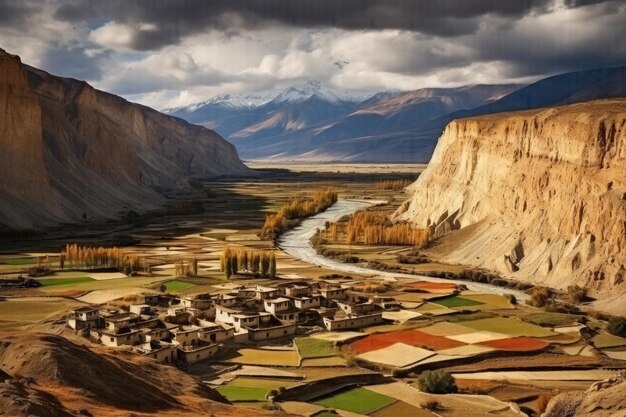 Ghiling Village Cattura la squisita bellezza e la drammaticità del paesaggio tibetano nell'Alto Mustang