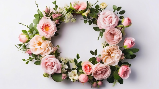 Ghirlanda decorativa composizione ghirlanda floreale con rose inglesi rosa